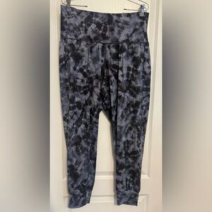 Athleta Charcoal and Black Salutation Printed Joggers